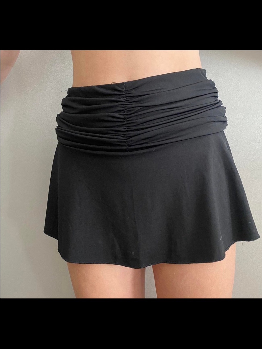 Black Ruched Waist A-Line Skirt